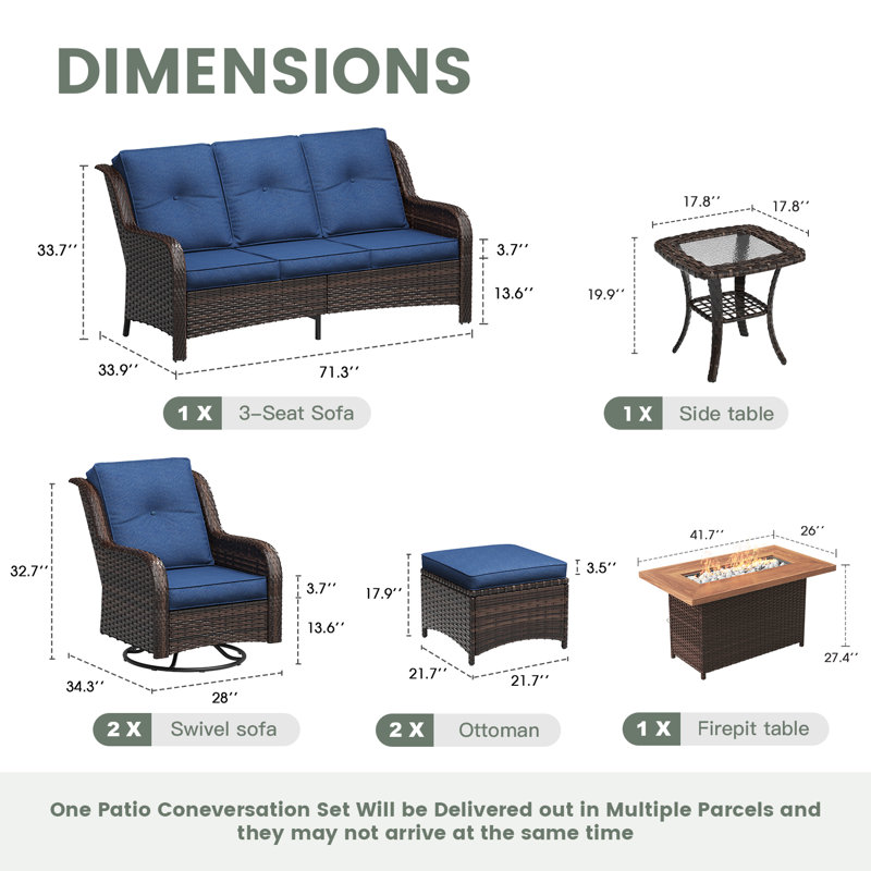 Outdoor Conversation Set, Brown, Slate Blue