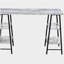 Bureau d'ordinateur, bureau personnel, ordinateur portable, tablettes de rangement, bureau de 48 po, stratifié aspect marbre blanc, métal noir, contemporain, moderne-1100380659