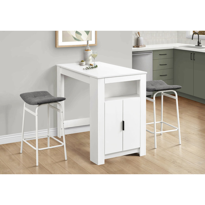 Tabouret de bar, hauteur de comptoir, ensemble de 2, chaises de cuisine, Blanc / Blanc