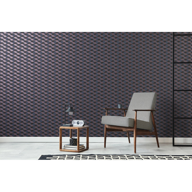Universe Venus Glass Stone Geometric Wave Wallpaper Roll, Blue