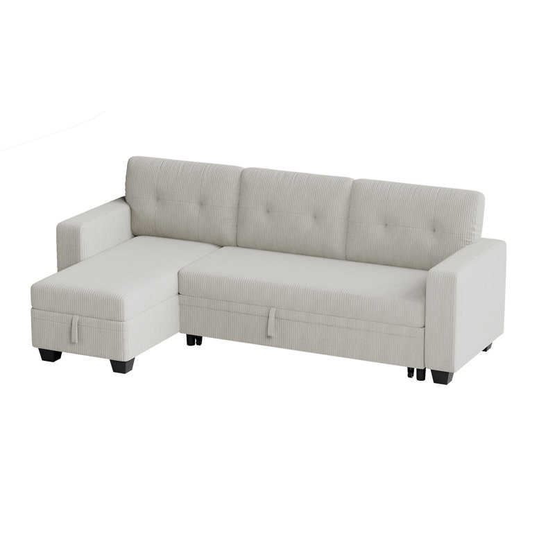 Canapé-lit modulaire convertible en velours côtelé Jalencia, Beige