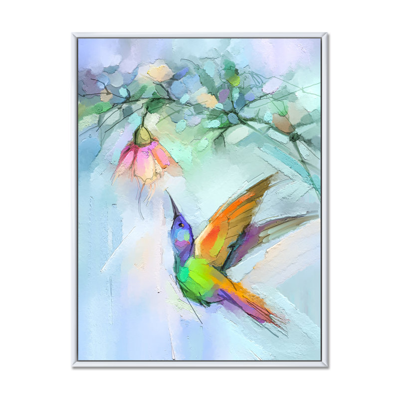 Papillon abstrait - Peinture, H 20 po x l 12 po x P 1 po, Cadre flottant blanc