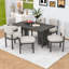 Ensemble de table de salle à manger 7 pièces en bois avec table rectangulaire et 6 chaises rembourrées-1520771038-1520771033