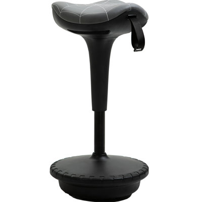 360 Swivel Stool, Adjustable Height, Saddle Seat, Tilting, Grey For Dynamic Entertainment Chair With Rotation, Shape, Tilting Balance Active Movement