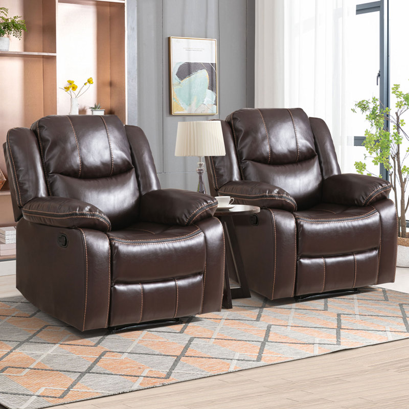 Fauteuil inclinable en cuir Alvernon, Brun