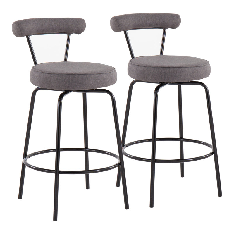  Tabouret de comptoir pivotant en tissu 25,5 po Kayson, Gris anthracite/noir