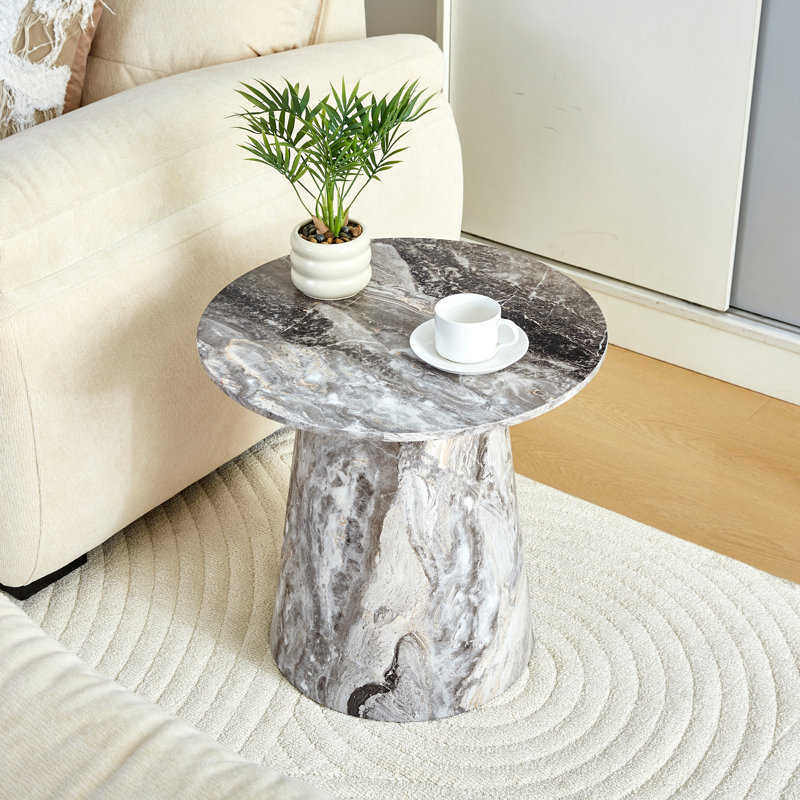 Table basse circulaire en panneau de fibres à densité moyenne en noyer, Noyer, Noyer