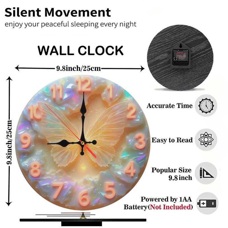 Horloge papillon irisée