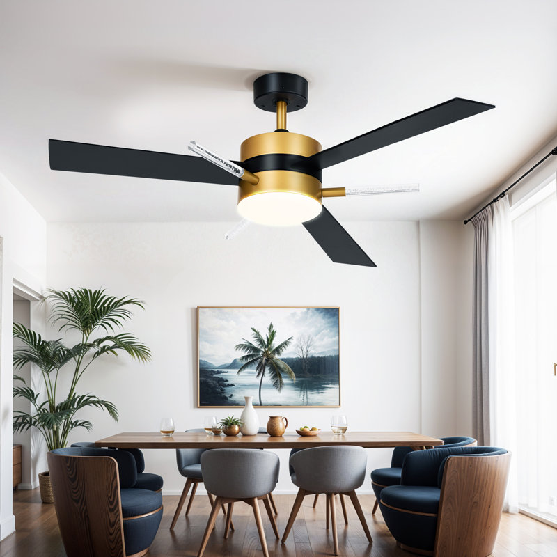 Graceanne 60'' Ceiling Fan with LED Lights, Black/Gold