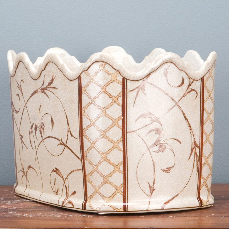 Pot de fleurs en porcelaine beige Martinsville