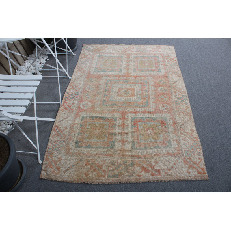 Tapis turc antique Oushak rose pâle pour décorer une chambre ou un dortoir