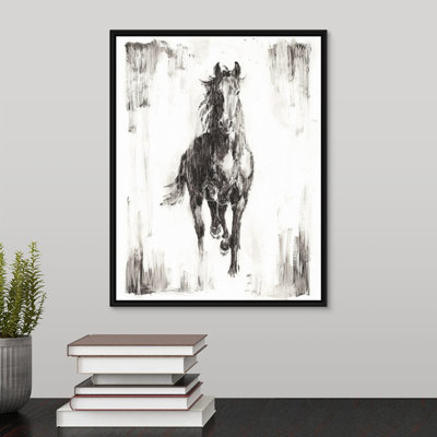 « rustique black stallion i », peinture sur toile
