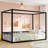 Sunshade Floor Bed with Iron Frame, Fence-Style Guardrails, and Low-Profile Design for Modern Bedrooms-1933473590