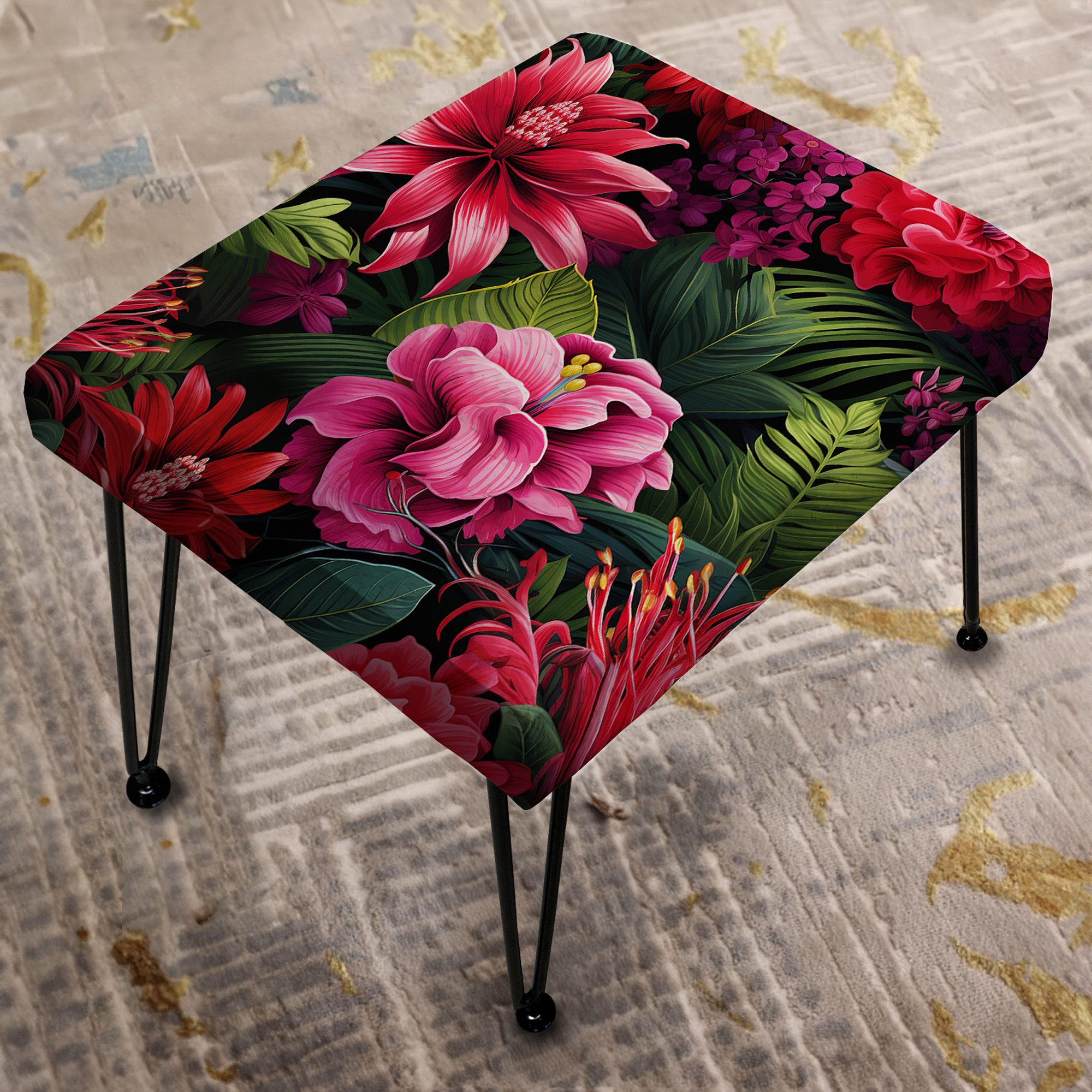 Tropical Patterns. Rectangular Design Art Exotic Flora Tropical Pattern - Tropical Rectangle Ottoman ...