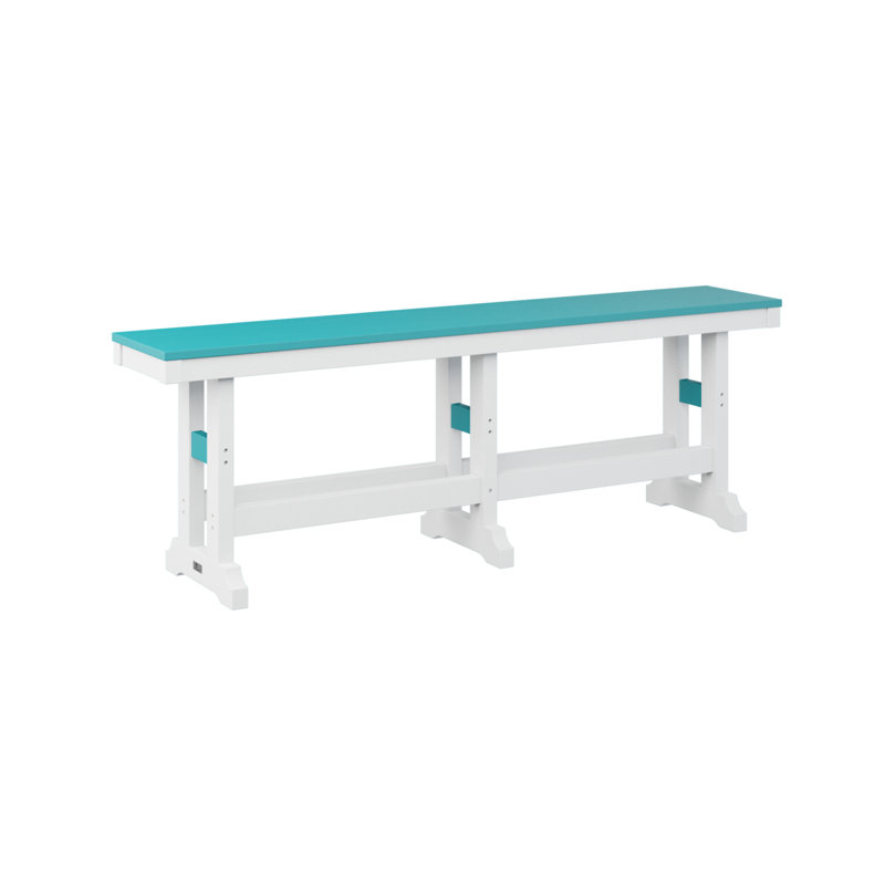 Banc de jardin Berlin Classic, H 23 po x l 66 po x P 12,5 po, Bleu Aruba / blanc