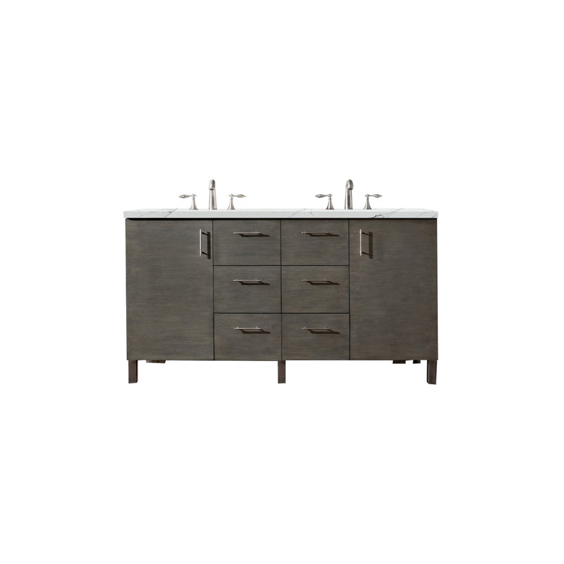 Metropolitan 60'' W Double Vanity, Silver Oak, Eternal Marfil