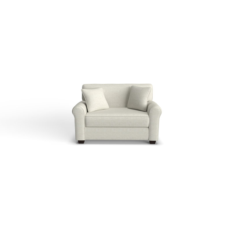 Shannon Upholstered 56'' Sleeper Sofa, Sterling Gray, Honey Birch