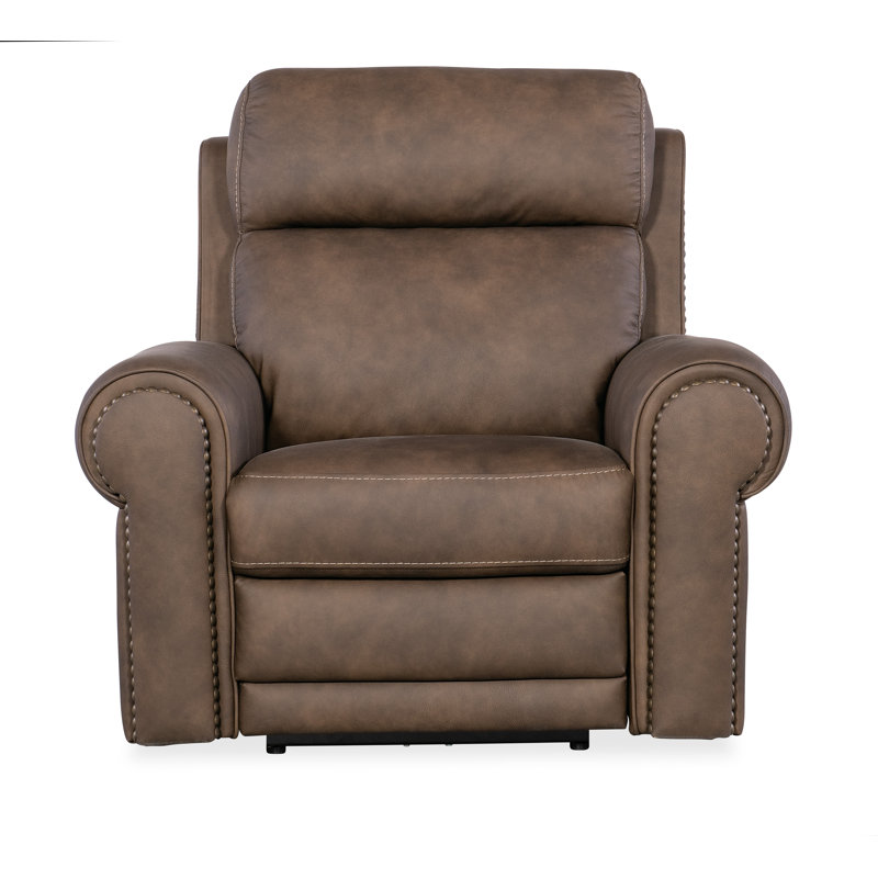 Kalahari Bark Leather Recliner with Rolled Arms