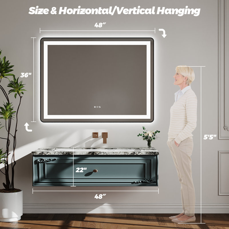 Miroir mural Dokes, 48 po x 36 po