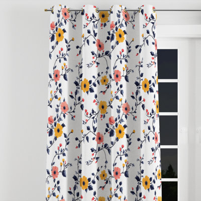 Rideaux Country Farmhouse pour chambre à coucher - Rideau à œillets rose et jaune à motif patchwork - 1 panneau
