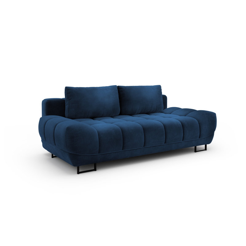 Nicolus 3 Seater Velvet Sofa Bed, Blue