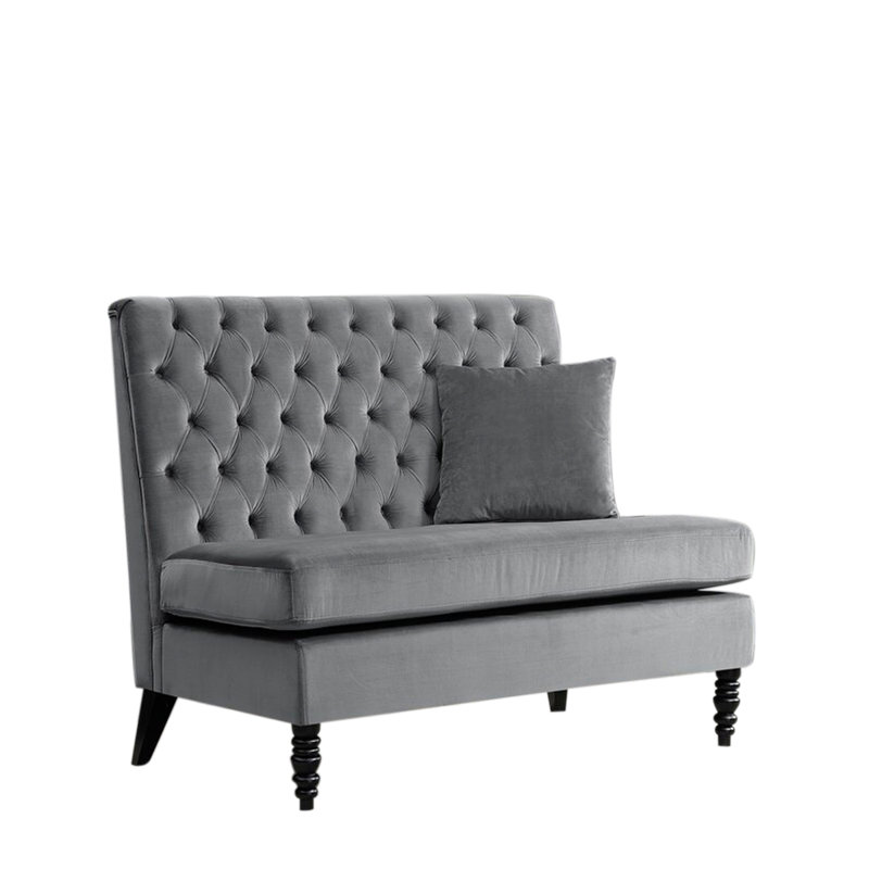 Banc rembourré en velours, 70,87 po de largeur, Gris