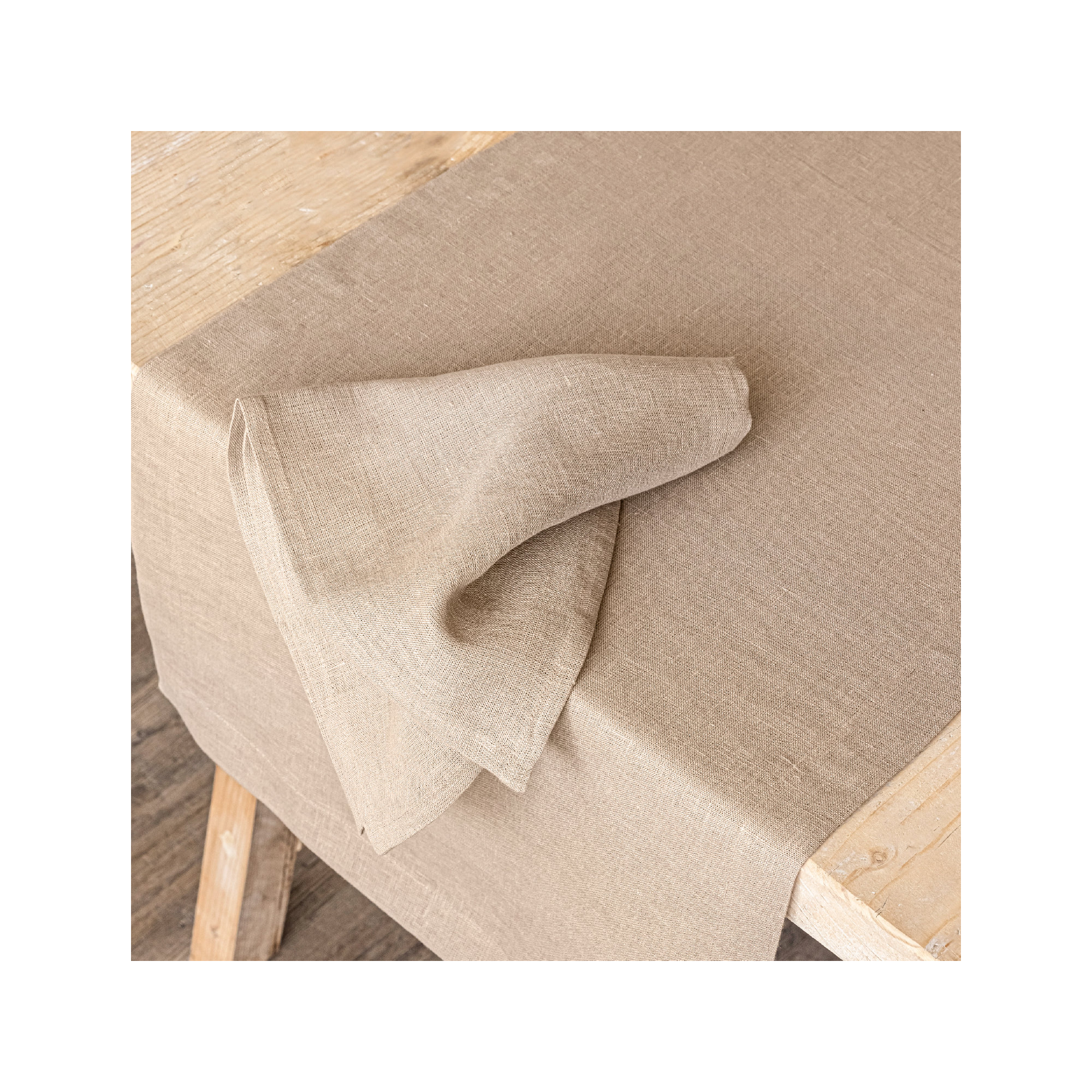 over&back Washed 100% Linen Table Runner - Machine Washable, 18" W x 90" L, Tan