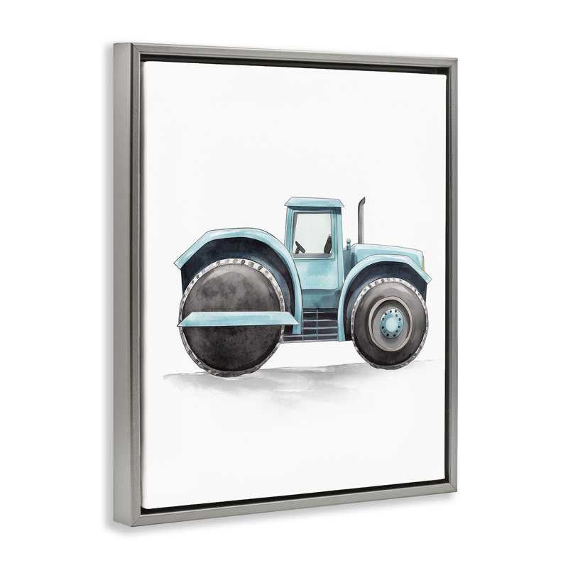 Working Trucks Tractor Floating Frame, design by Christine Simpson Art, Lustre Grey Floater Frame, 31" H x 25" W
