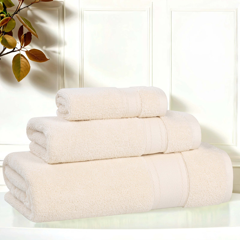 Coton absorbant doux Belmont, Ivoire ivoire, Ensemble 3 serviettes de bain