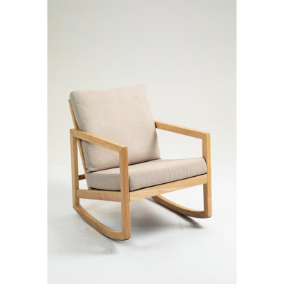 Chaise de salon en kaki avec coussins de chaise berçante en bois d'hévéa