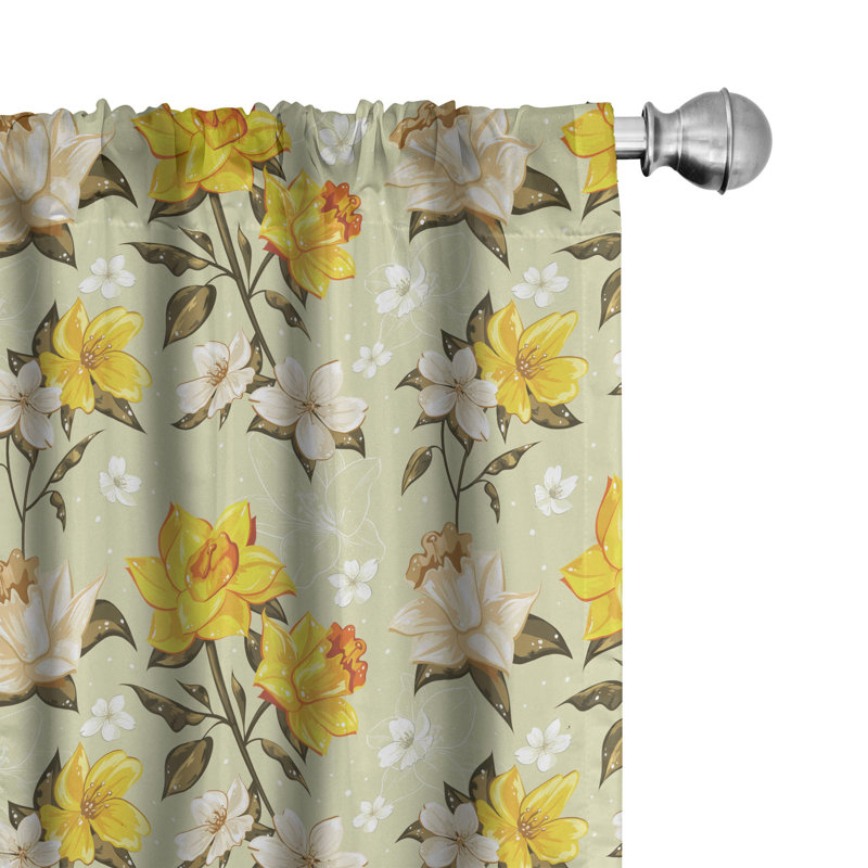 Flower Semi-Sheer Rod Pocket Curtain Panels, 28" x 63"