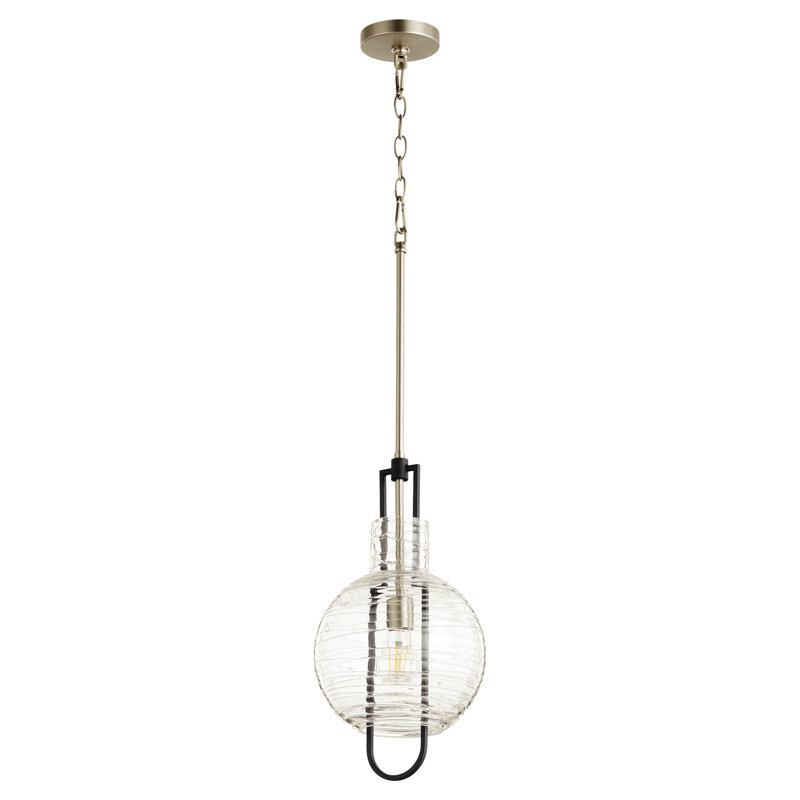Dinah 1 - Light Single Pendant, Black/Aged Brass, 18.75" H x 9.5" W x 9.5" D