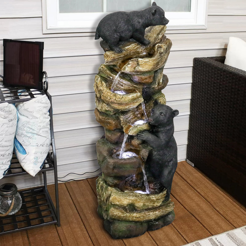 Millwood Pines Grahame Resin 5 Tier Animal Water Fountain & Reviews ...