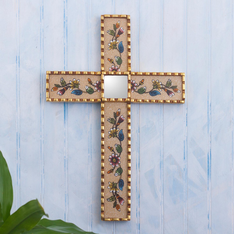 Croix murale en verre peint à la main Trinx