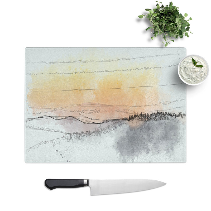 Tempered Glass Sunset View Chopping Board, 28.5 cm x 39 cm