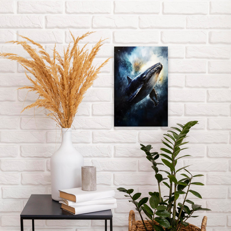 Art mural majestueux, baleine océanique et sereine, H 18 po x l 12 po
