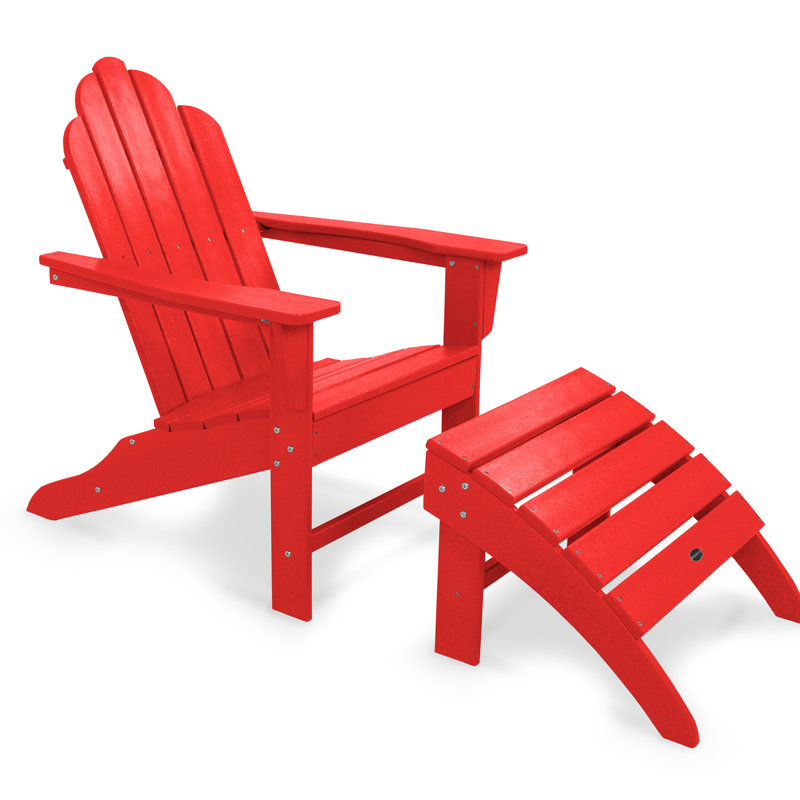 POLYWOOD Long Island Adirondack 2-Piece Set, Sunset Red
