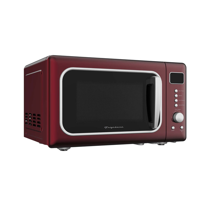 Frigidaire, 0,7 pi³ Pi. Four à micro-ondes de comptoir, rétro, noir et or, Merlot / argent