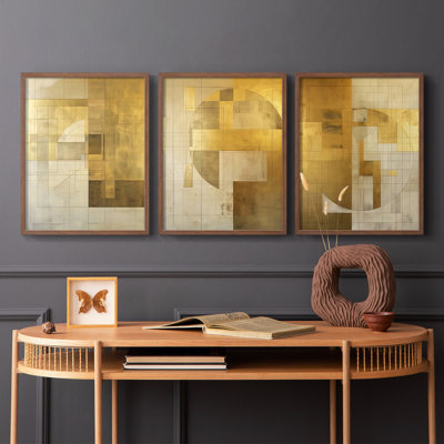Abstract  Series  XLII  -Set Of 3 Framed Giclee Prints -Ready to Hang