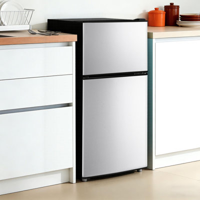 3.5 Cu.ft Mini Fridge With Freezer Mini Fridge With Adjustable Shelves Small Refrigerator With 2-Door For Home, Kitchen, Office And Bedroom