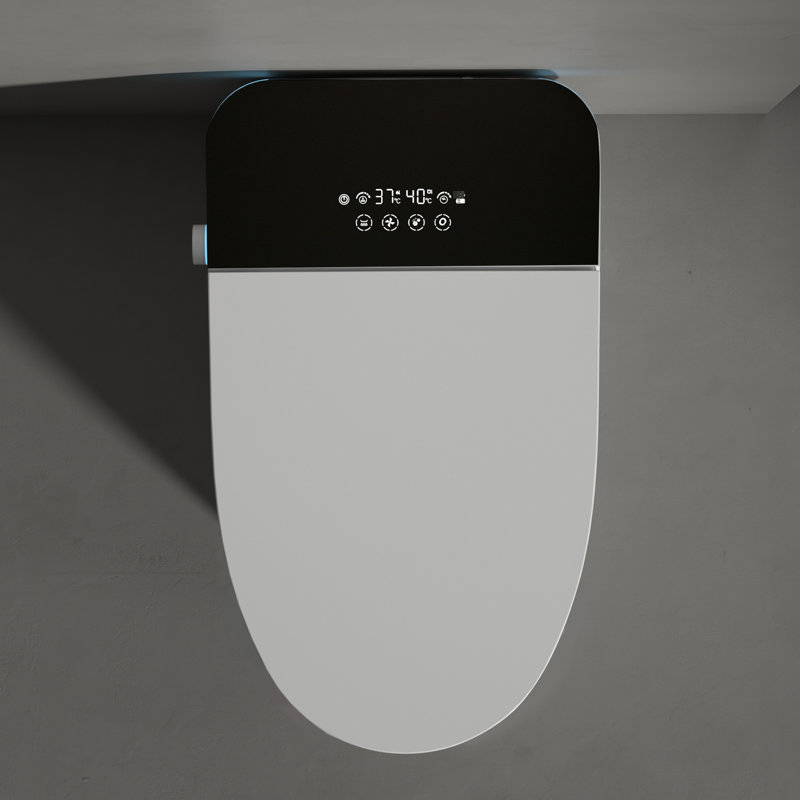 Toilette en porcelaine bidet - Ouverture / fermeture automatique, eau chaude, option de séchage avancée Smart Night, chasse d'eau, siège chauffant, produit de salle de bain blanc