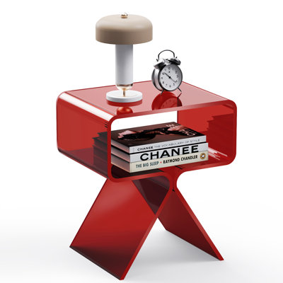 Betzabet Acrylic Side Table, Bedside Table Nightstand