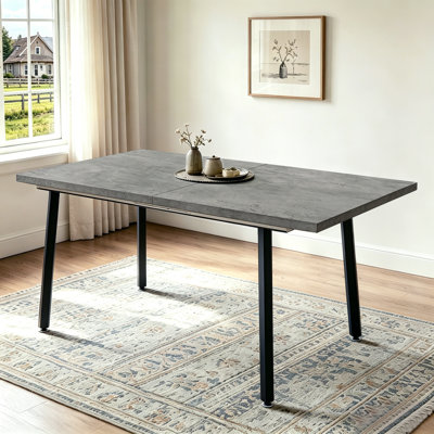 55"-71" Expandable Modern Kitchen Dining Table, Rectangular Mdf Dining Table For 4-6 People