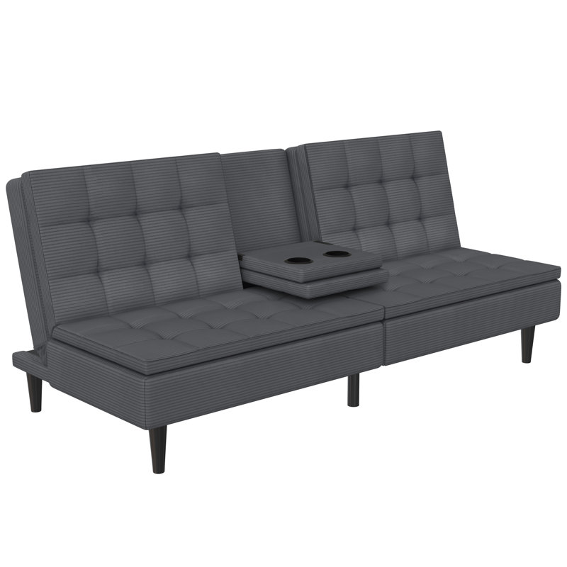 Single 191cm Upholstered Futon Chair, Anthracite