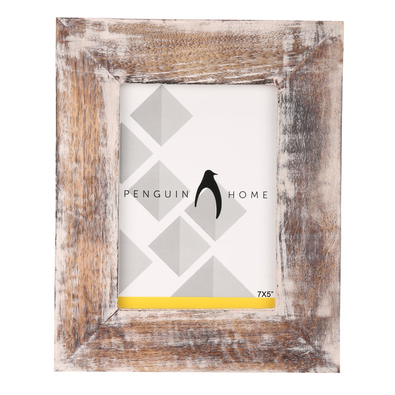 Bogazi Wood Picture Frame with Mat, Washed White, 7" x 5"