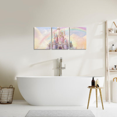 Décoration murale château scintillant sur toile pour salon chambre Fariy Tale