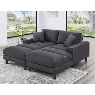 81 Gray Grain Fleece Fabric Loveseat Padded Seat Camel Back Sofa