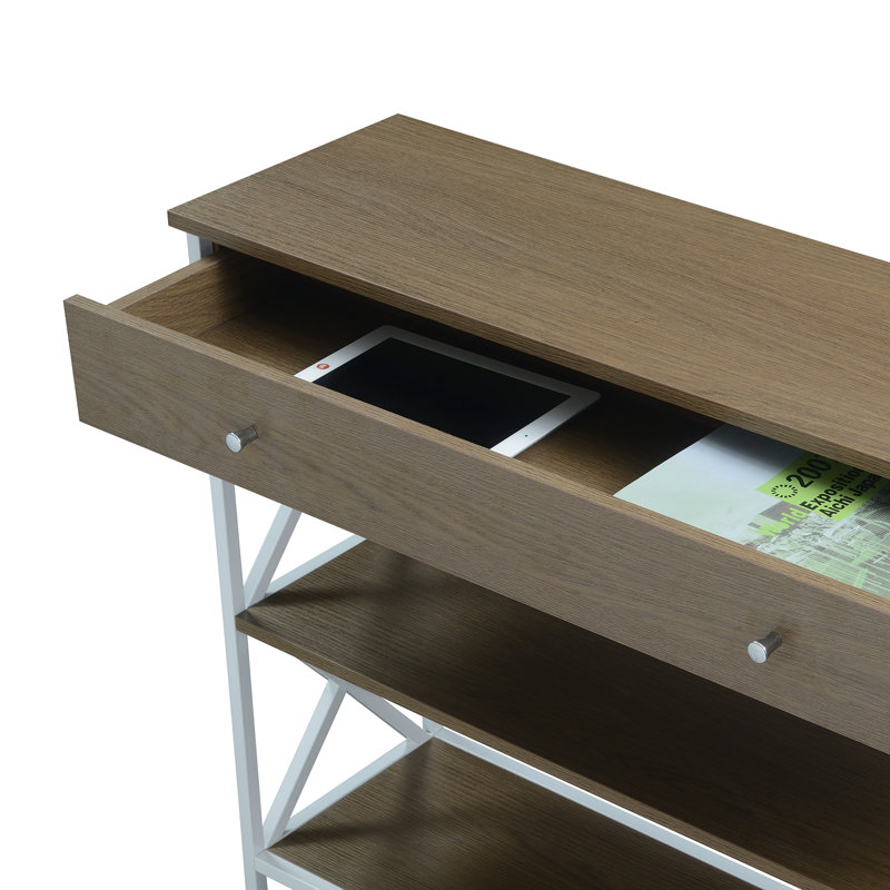 Console noire 39,5 po Adreyan, Plateau en bois flotté / base blanche, H 31,5 po x l 39,5 po x P 12 po