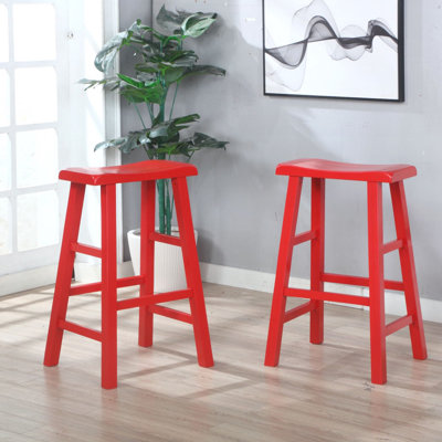 Tabouret de bar et de comptoir en bois massif massif Messer, 29 po, rouge (ensemble de 2)