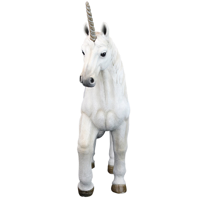 Mystical White Resin Unicorn Garden Statue, 16 Inches